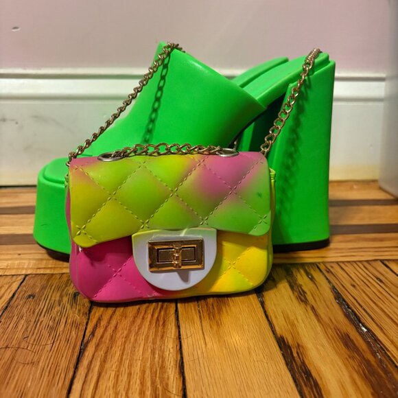 Neon Green Azalea Wang Platform Heels - Picture 5 of 5